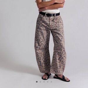 We The Free Good Luck Printed Barrel Jeans Leopard